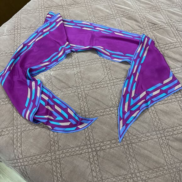 Vintage Vera Neumann Oblong Scarf Purple Blue - Picture 3 of 3